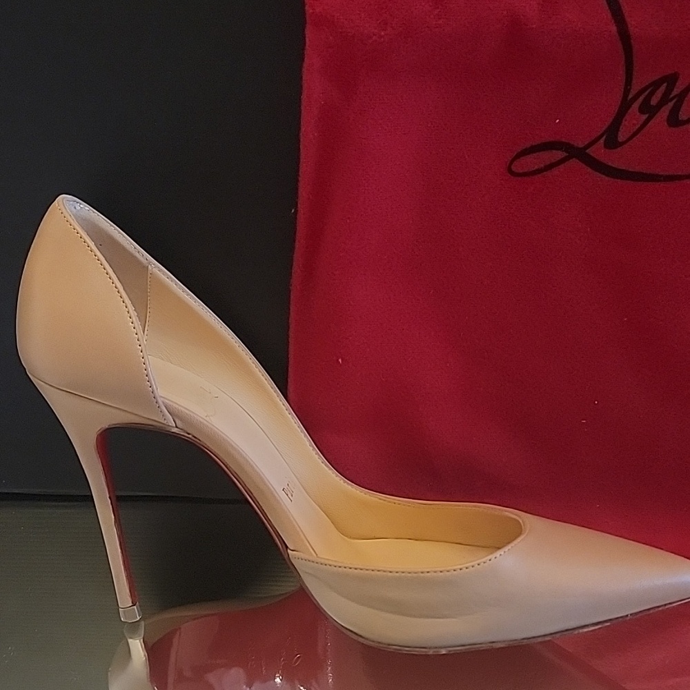 Christian Louboutins Iriza 100 Heel Nude Sz 35.5 - Picture 6 of 15
